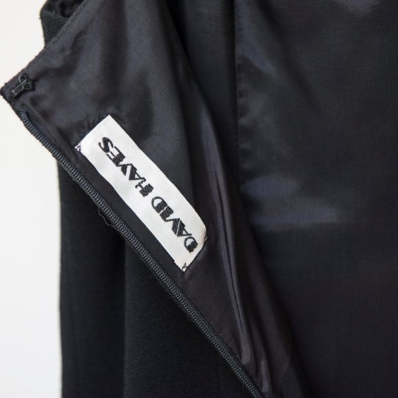 David Hayes Vintage 80s Black Cocktail Dress Rhinestone Straps sz 8 - Picture 3 of 7